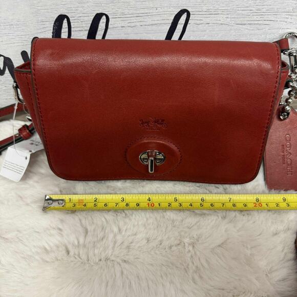COACH Bleecker Penny Crossbody Bag Red Leather Turnlock NWT (Some Scuffing) - Picture 11 of 16